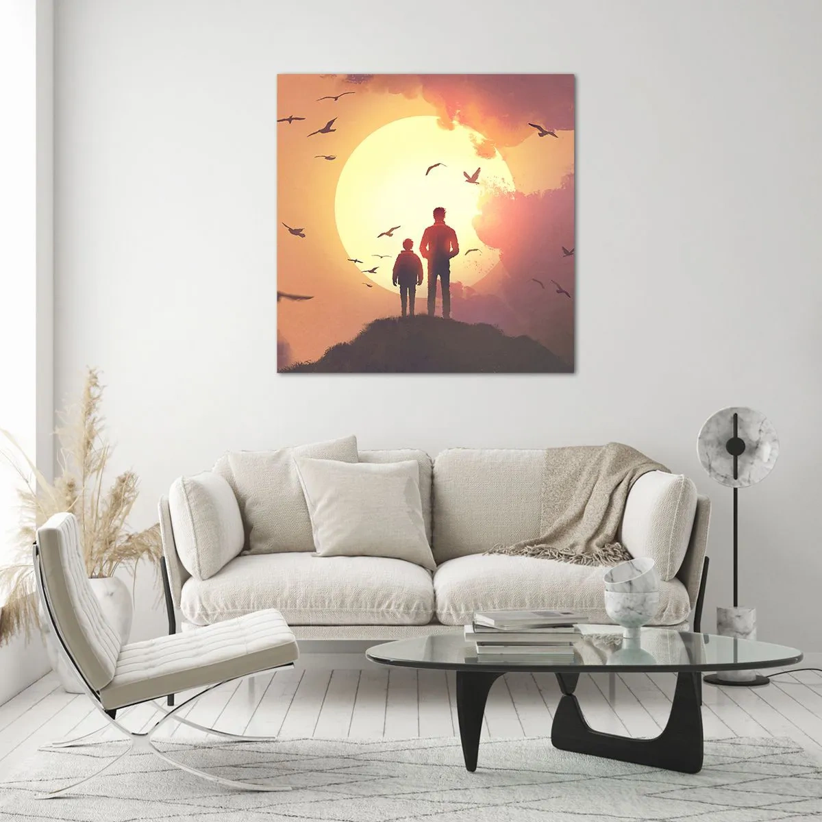 Quadro su vetro - Faccia a faccia con il sole - 70x70 cm