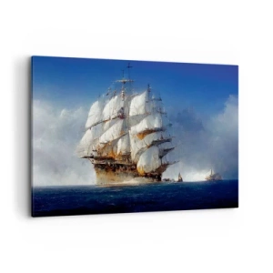 Quadro su tela - Stampe su Tela - Una nave a vela in mare aperto sotto un cielo azzurro - 120x80cm - The great glory! - Decorazione murale moderna per soggiorno e camera da letto ARTTOR