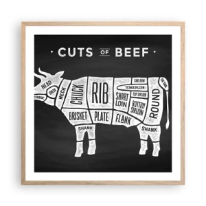 Poster in cornice rovere chiaro - Il sillabario del macellaio - 60x60 cm