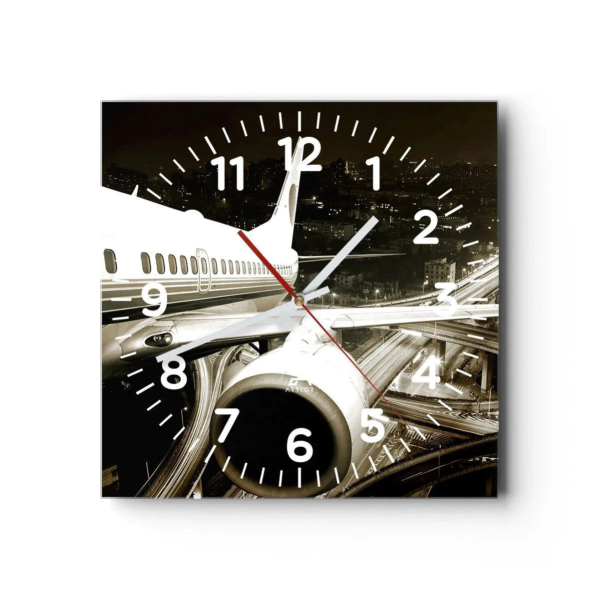 Orologio da parete - Orologio in Vetro - Volare di notte - 40x40 cm