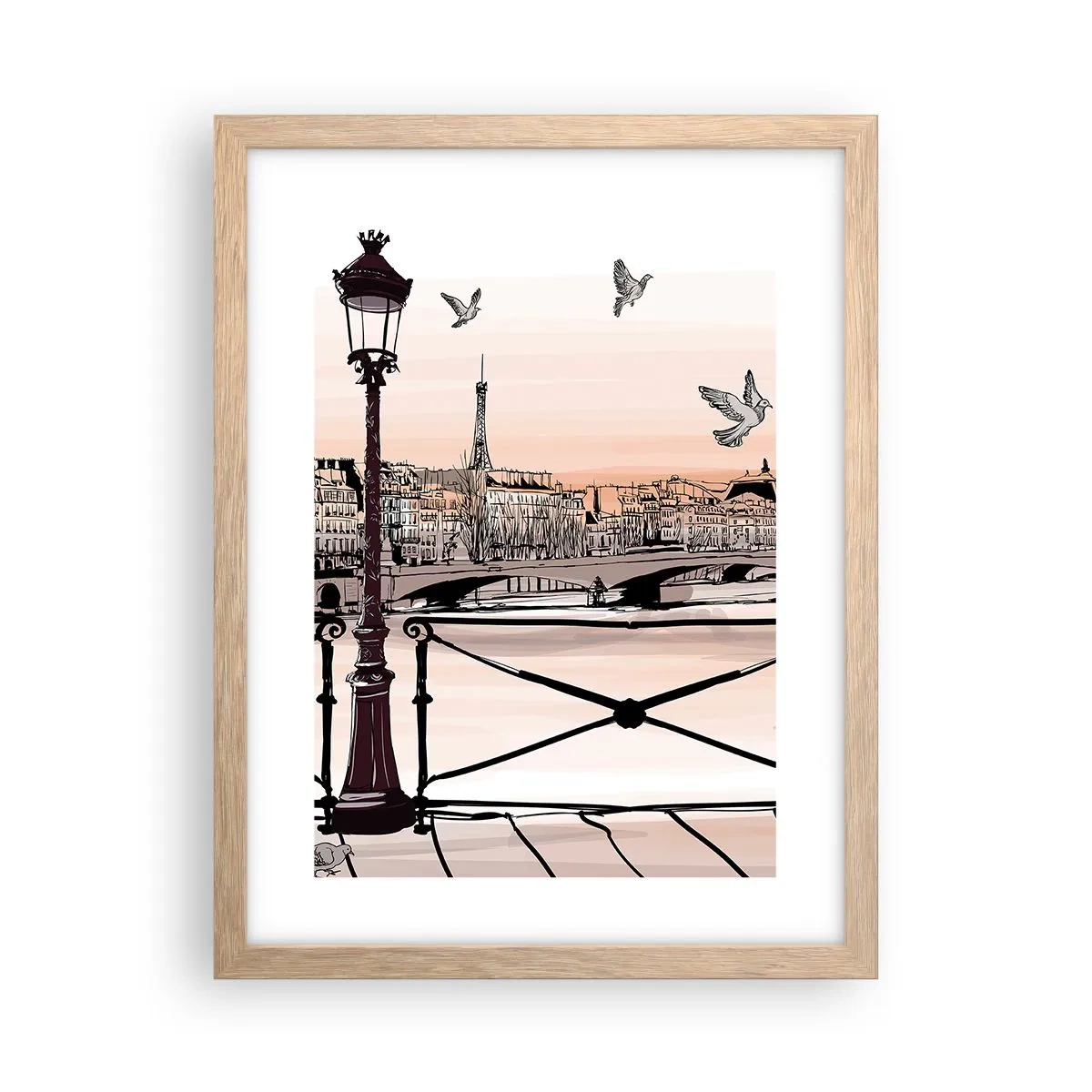 Poster in cornice rovere chiaro - Sui tetti di Parigi - 30x40 cm