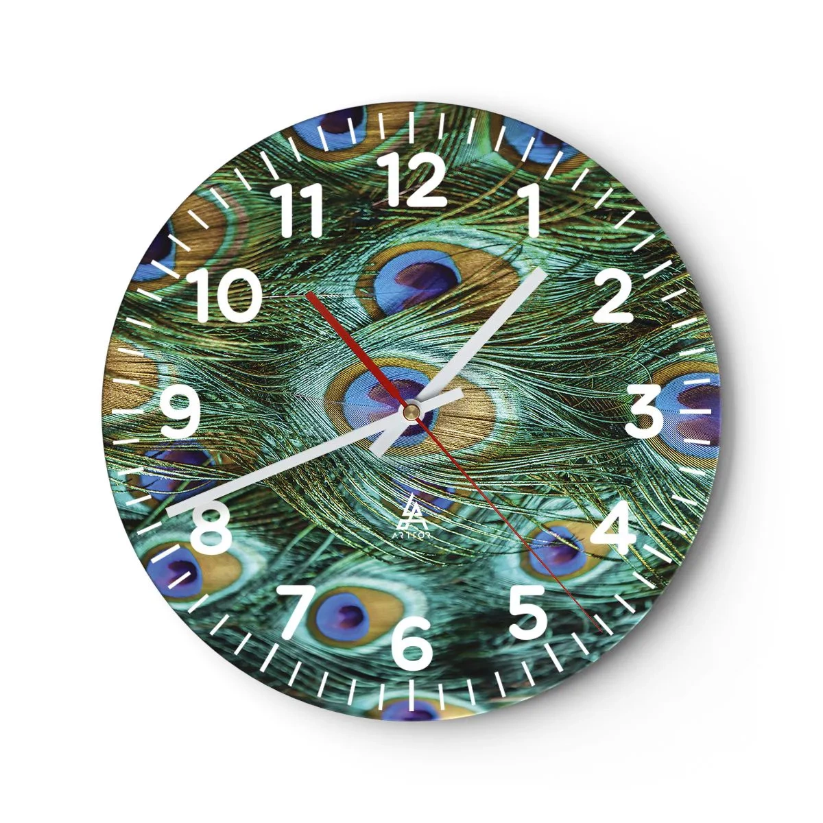 Orologio da parete - Orologio in Vetro - Lo sguardo del pavone - 30x30 cm