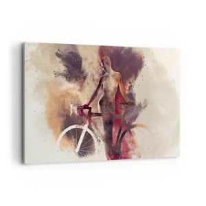 Quadro su tela - Stampe su Tela - Silhouette astratta con una bicicletta in stile artistico - 120x80cm - Nelle forme di marmo un'anima da ciclista - Decorazione murale moderna per soggiorno e camera da letto ARTTOR
