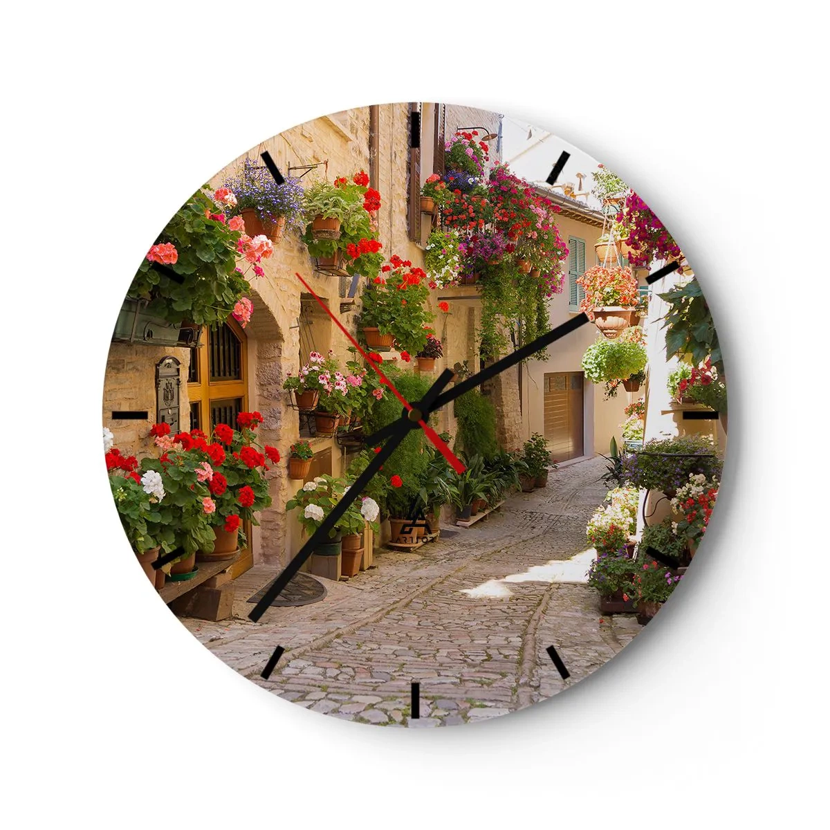 Orologio da parete - Orologio in Vetro - Un'esplosione di fiori - 40x40 cm