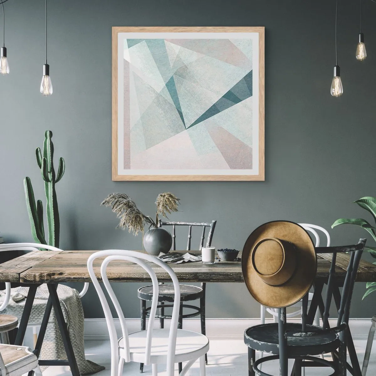 Poster in cornice rovere chiaro - Con calma ma dinamicamente - 40x40 cm