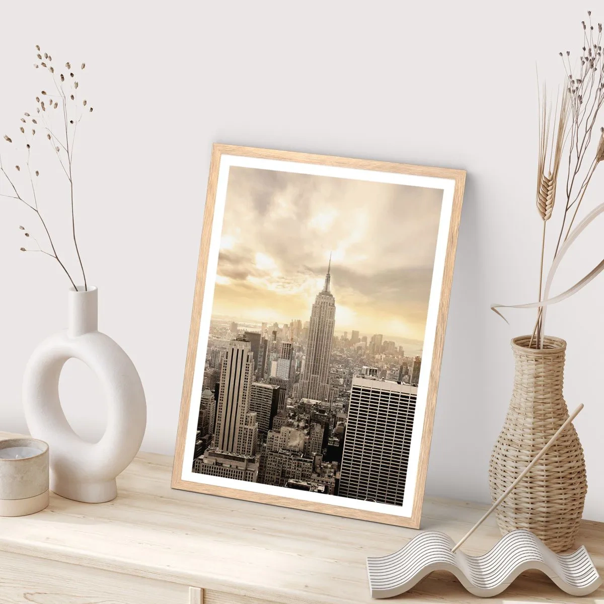 Poster in cornice rovere chiaro - New York in grigio - 30x40 cm