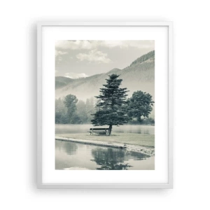 Poster in cornice bianca - Il lago dorme ancora - 40x50 cm