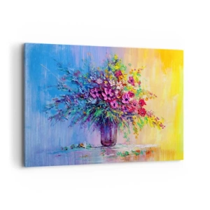 Quadro su tela - Stampe su Tela - Un colorato mazzo di fiori in un vaso su uno sfondo sfumato - 120x80cm - Dono di un prato estivo - Decorazione murale moderna per soggiorno e camera da letto ARTTOR