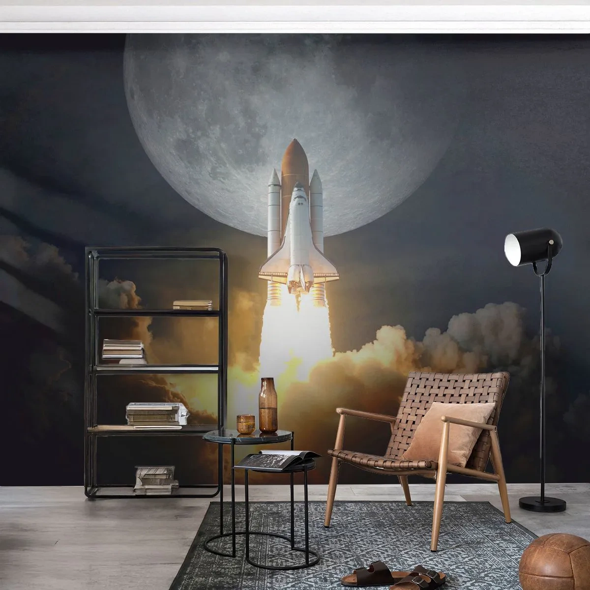 Fotomurali Autoadesivo Deluxe Sticker - L'inizio di un'avventura spaziale - Luna, Un razzo spaziale, NASA - 250x175 cm