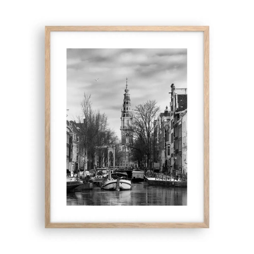 Poster in cornice rovere chiaro - Atmosfera di Amsterdam - 40x50 cm