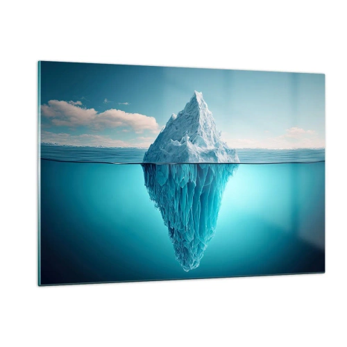Quadro su vetro - Un iceberg che galleggia nell'oceano, di cui una parte è visibile sott'acqua. - 120x80cm - Il re del ghiaccio - Decorazione murale moderna per soggiorno e camera da letto ARTTOR