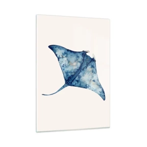 Quadro su vetro - Razza blu navy in stile acquerello su sfondo bianco - 50x70cm - Vita nel blu - Decorazione murale moderna per soggiorno e camera da letto ARTTOR