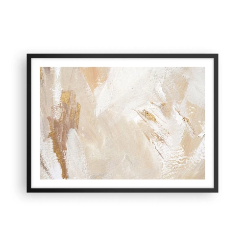 Poster in cornice nera - Delicati toni astratti nelle tonalità del beige e dell'oro - 70x50cm - Composizione pastello - Decorazione murale moderna per soggiorno e camera da letto ARTTOR