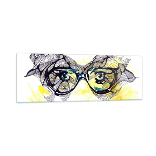 Quadro su vetro - Attraverso gli occhiali blu - 90x30 cm