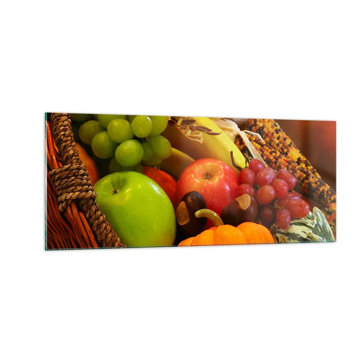 Quadro su vetro - Cesta dell'abbondanza - 100x40 cm
