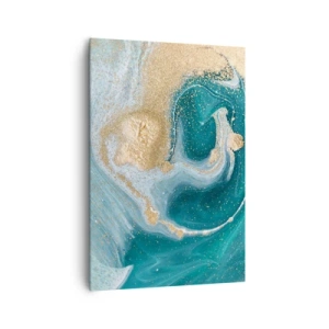Quadro su tela - Stampe su Tela - Vortice astratto nei toni del turchese e dell'oro - 70x100cm - Vortice di oro e turchese - Decorazione murale moderna per soggiorno e camera da letto ARTTOR