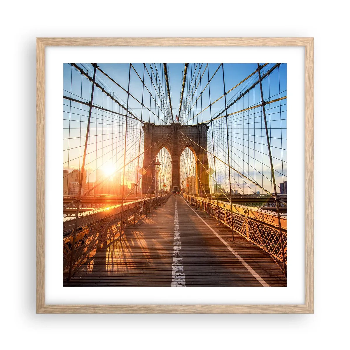 Poster in cornice rovere chiaro - Sul ponte d'oro - 50x50 cm