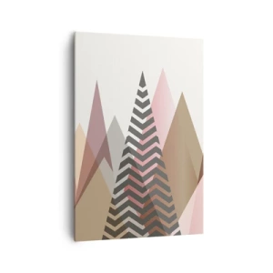 Quadro su tela - Stampe su Tela - Montagne geometriche colorate in tonalità pastello - 70x100cm - Vista piramidale - Decorazione murale moderna per soggiorno e camera da letto ARTTOR