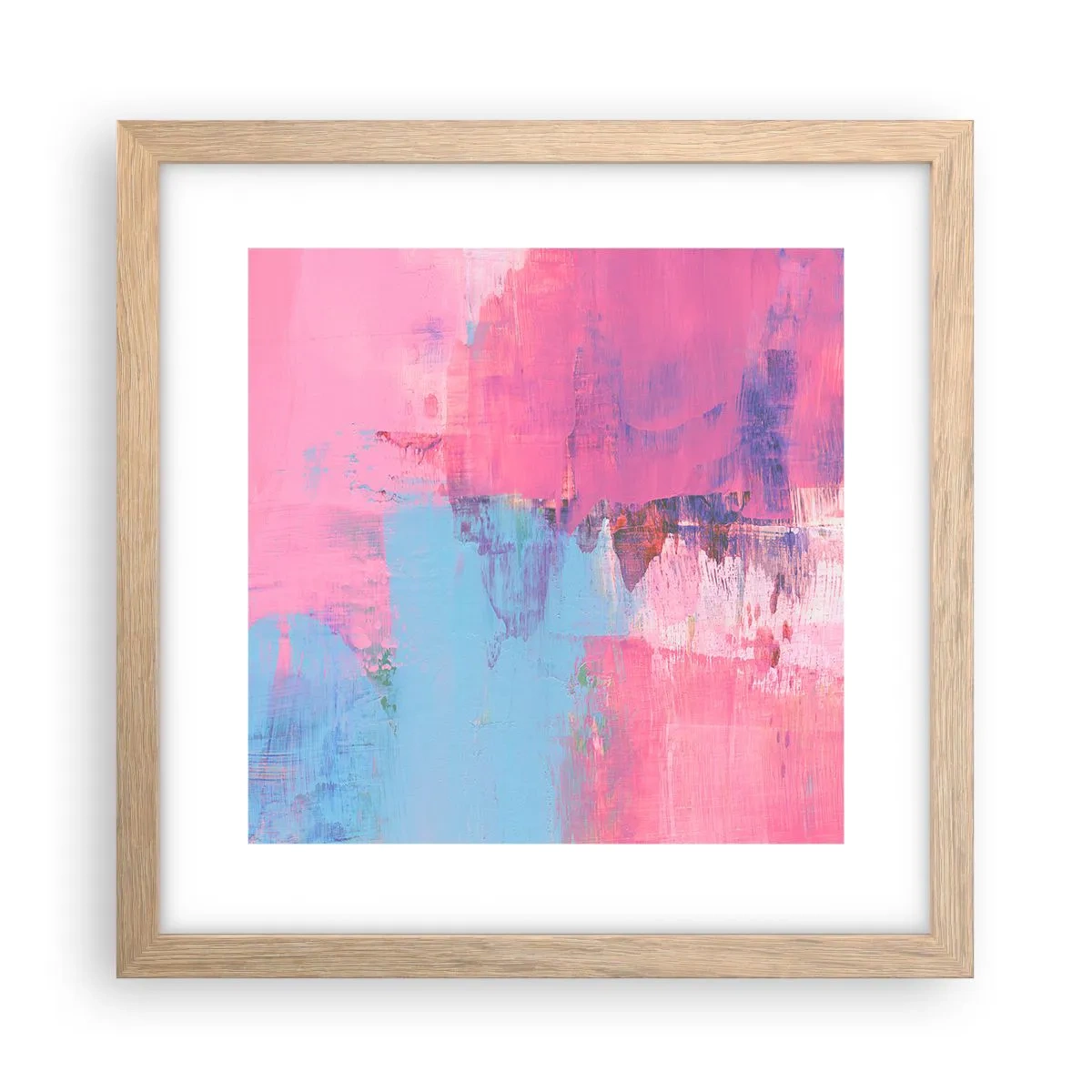 Poster in cornice rovere chiaro - Rosa, blu e un pizzico di luce - 30x30 cm