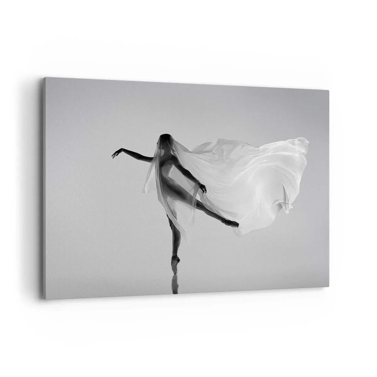 Quadro su tela - Stampe su Tela - Una ballerina in una posa eterea con tessuto fluido - 100x70cm - Leggerezza ed eleganza - Decorazione murale moderna per soggiorno e camera da letto ARTTOR