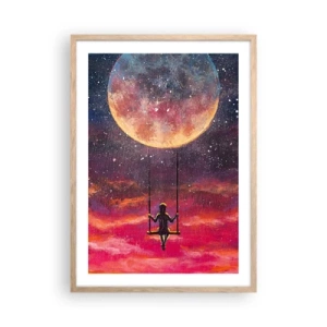 Poster in cornice rovere chiaro - Con la testa tra le nuvole - 50x70 cm