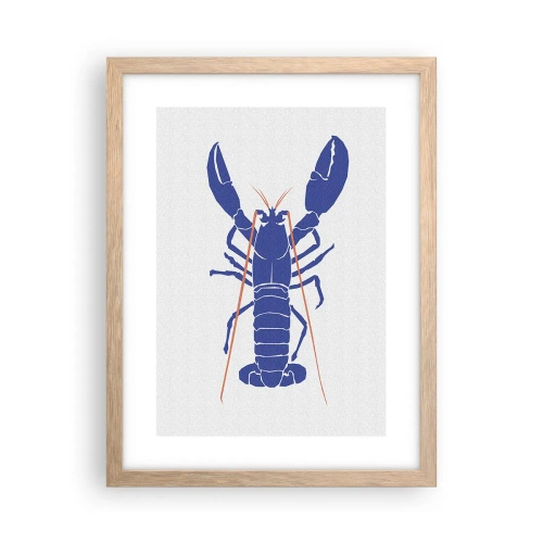 Poster in cornice rovere chiaro - Squisita aragosta in blu - 30x40 cm