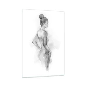 Quadro su vetro - Schizzo ad acquerello di una silhouette femminile - 80x120cm - Bella come un quadro - Decorazione murale moderna per soggiorno e camera da letto ARTTOR