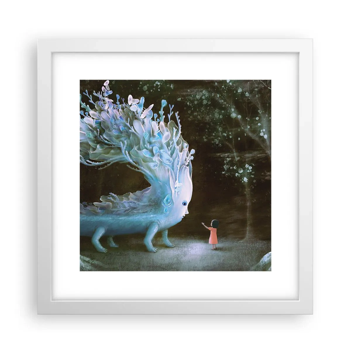 Poster in cornice bianca - Incontro fantastico - 30x30 cm