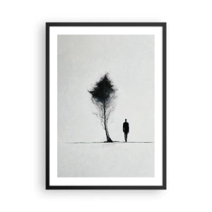 Poster in cornice nera - Una silhouette minimalista e un albero solitario - 50x70cm - Tutti viaggiamo  - Decorazione murale moderna per soggiorno e camera da letto ARTTOR