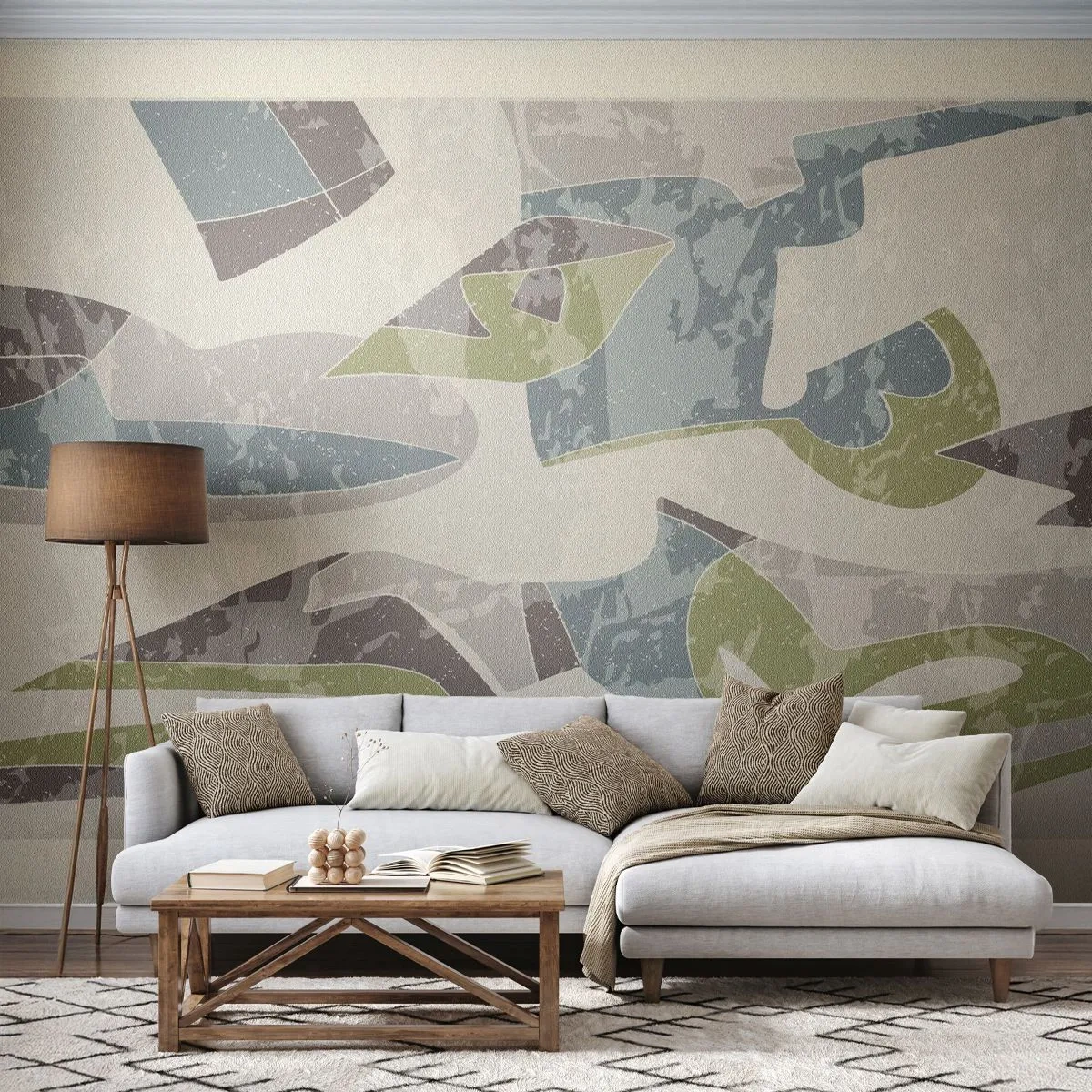 Fotomurali Autoadesivo Deluxe Sticker - Composizione oltre il vetro - Forme, Astrazione, Pastello - 200x140 cm