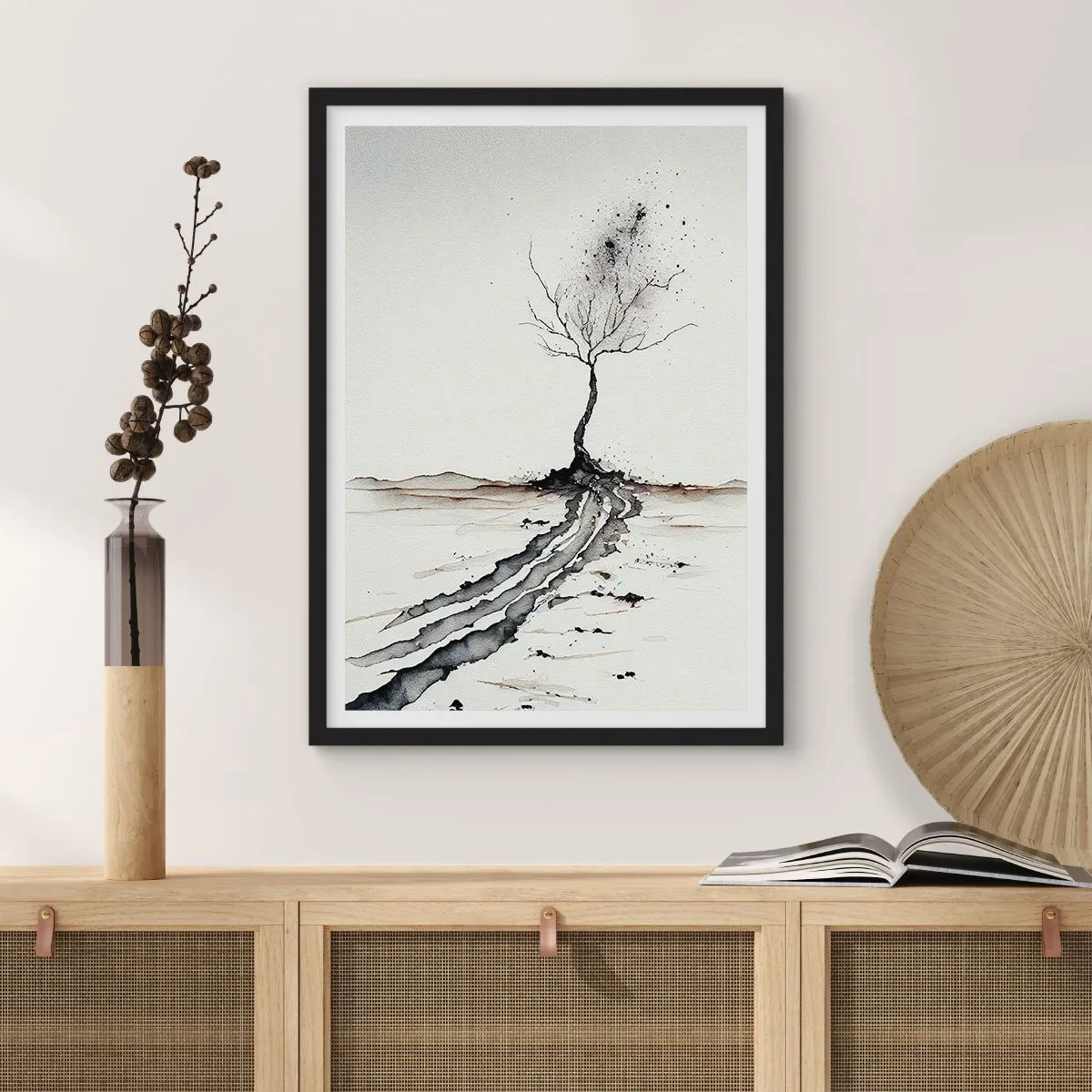 Poster in cornice nera - Malinconia invernale - 50x70 cm