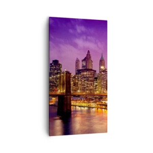 Quadro su tela - Stampe su Tela - Manhattan in viola e oro - 55x100 cm