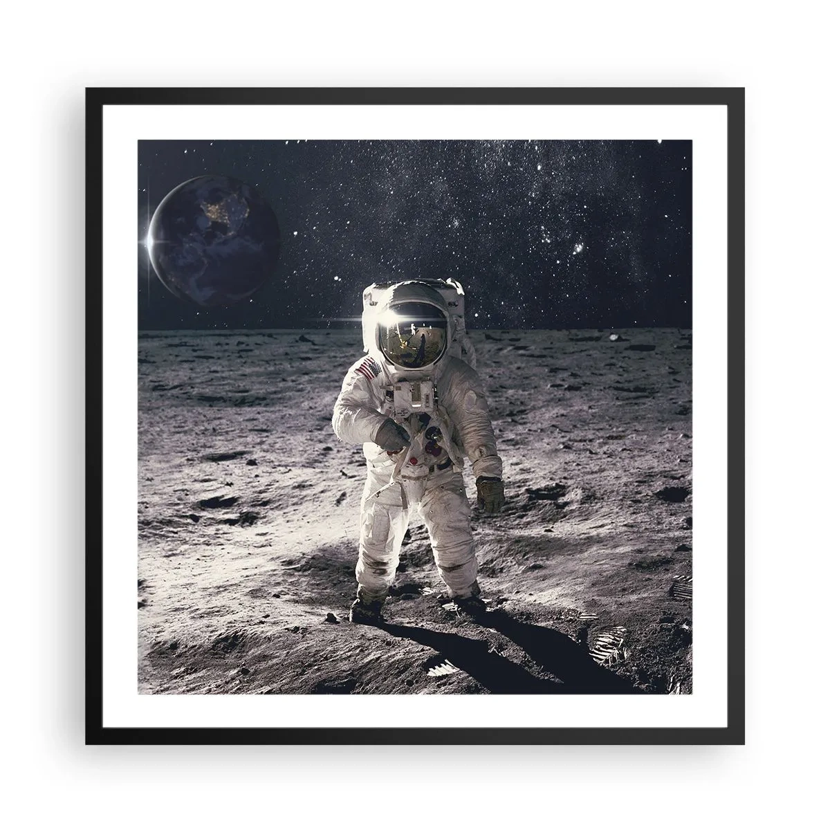 Poster in cornice nera - Saluti dalla luna - 60x60 cm