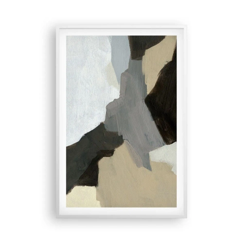 Poster in cornice bianca - Astrazione: il crocevia del grigio - 61x91 cm