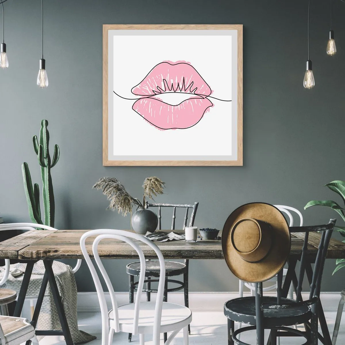 Poster in cornice rovere chiaro - Pronti al bacio? - 40x40 cm