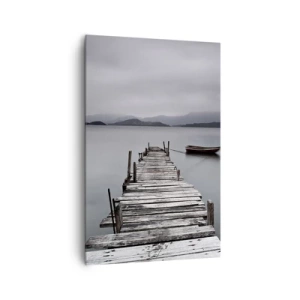 Quadro su tela - Stampe su Tela - Un ponte di legno che conduce alla superficie calma del lago - 80x120cm - Domani puoi partire - Decorazione murale moderna per soggiorno e camera da letto ARTTOR