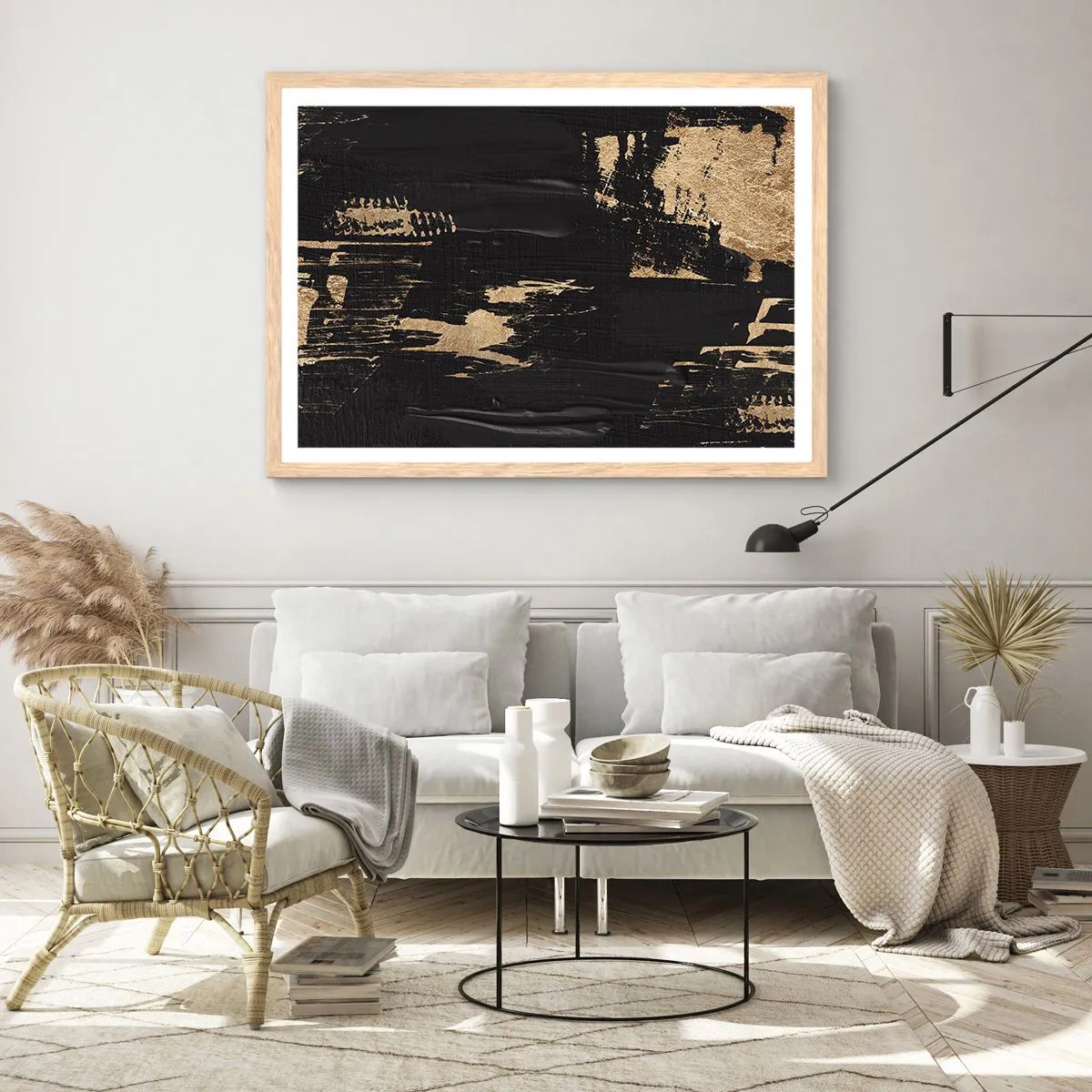 Poster in cornice rovere chiaro - Tracce del contatto - 70x50 cm