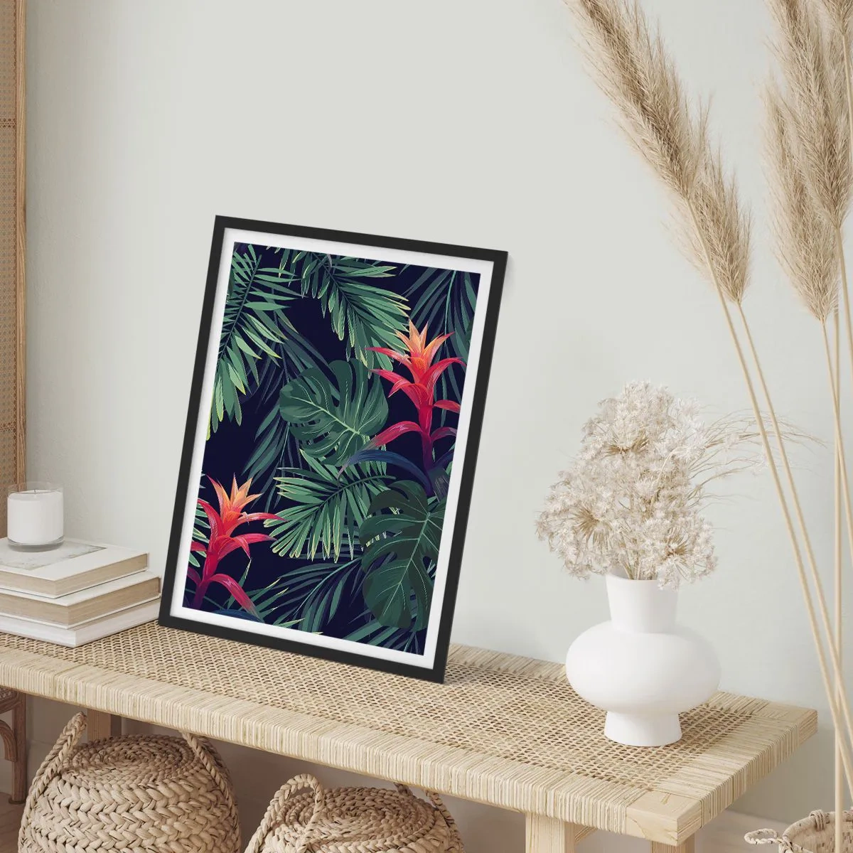 Poster in cornice nera - Fiammante nel verde - 70x100 cm