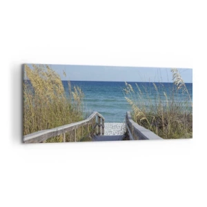 Quadro su tela - Stampe su Tela - Sentiero per la spiaggia con vista mare - 120x50cm - Al sole, al vento - Decorazione murale moderna per soggiorno e camera da letto ARTTOR