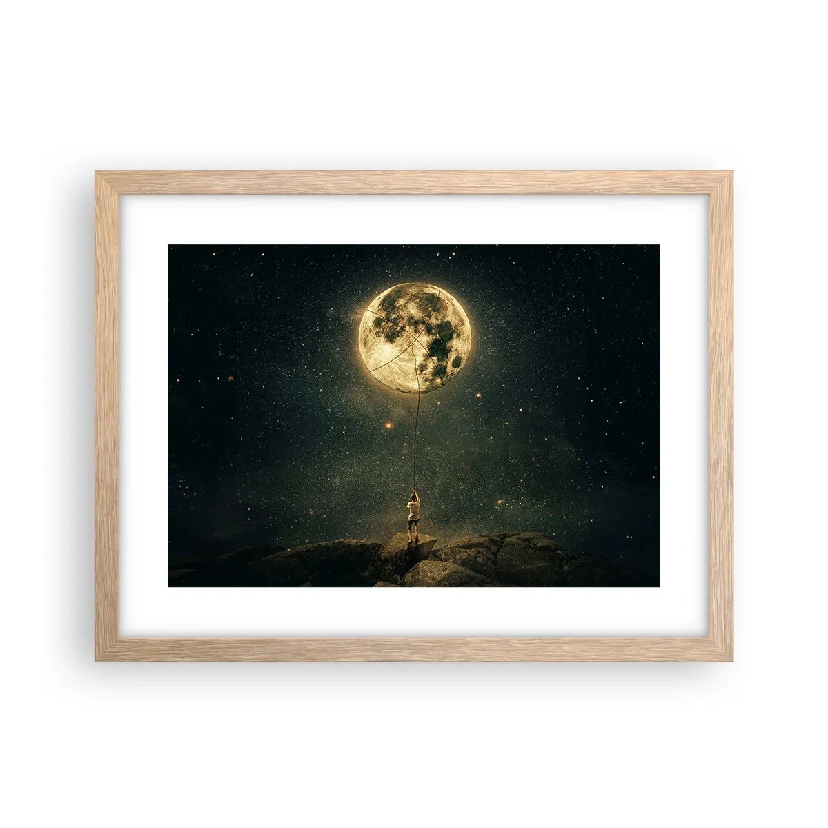 Poster in cornice rovere chiaro - Chi ha rubato la luna - 40x30 cm