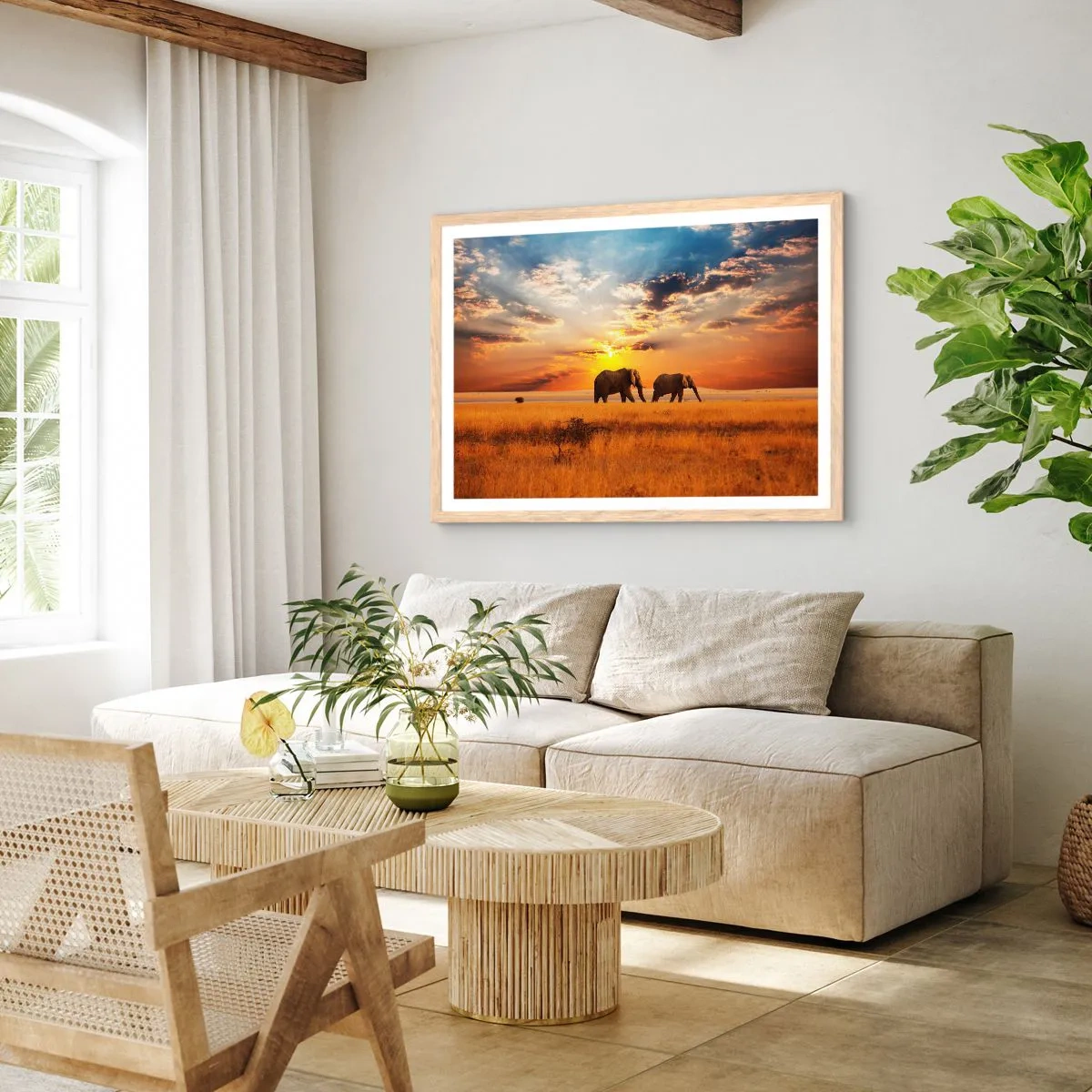 Poster in cornice rovere chiaro - Passeggiata familiare - 91x61 cm