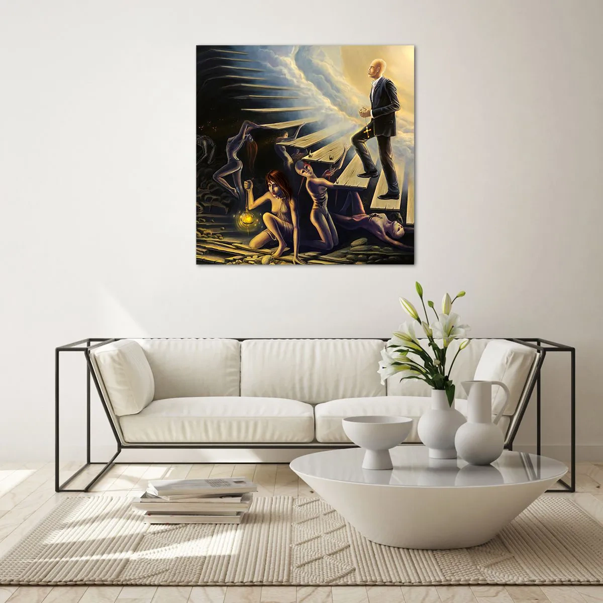 Quadro su vetro - Viaggio dantesco verso la luce - 70x70 cm