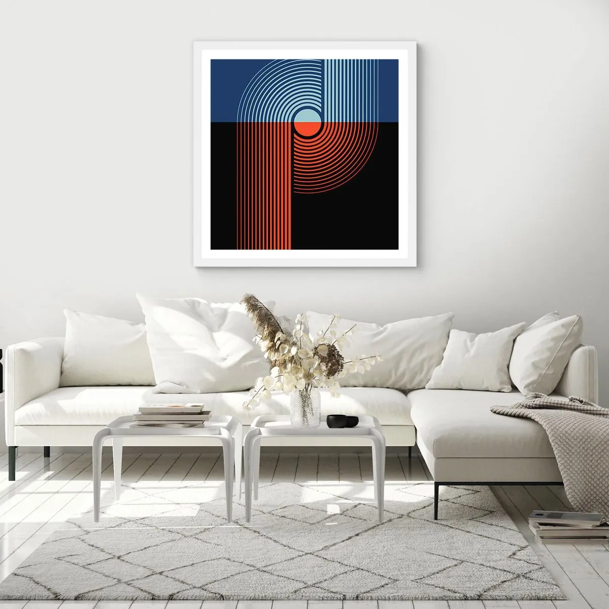 Poster in cornice bianca - Nell'abbraccio geometrico - 50x50 cm
