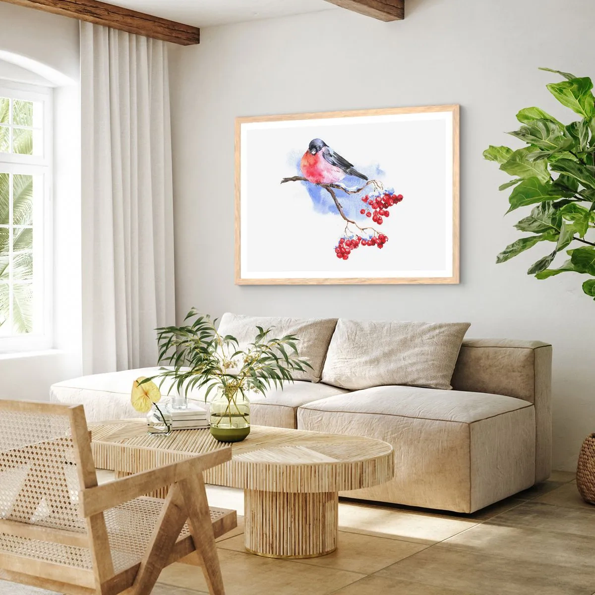 Poster in cornice rovere chiaro - L'inverno a colori - 100x70 cm