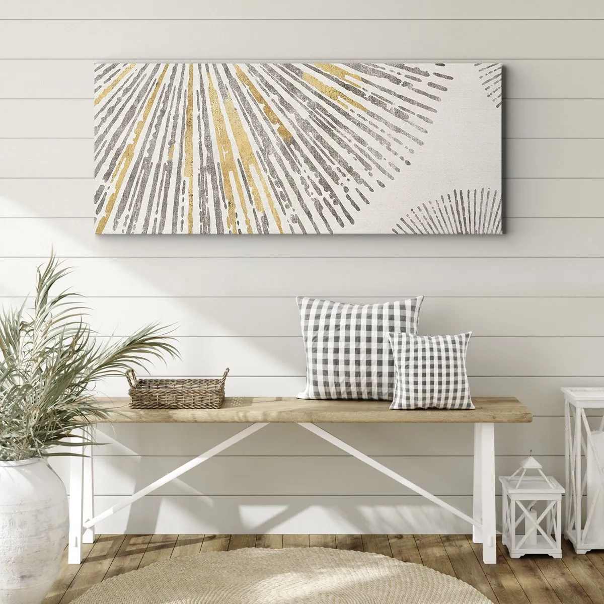 Quadro su tela - Stampe su Tela - Motivo astratto a forma di raggio - 160x50cm - La bellezza dei raggi - Decorazione murale moderna per soggiorno e camera da letto ARTTOR