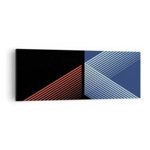 Quadro su tela - Stampe su Tela - Linee geometriche nei toni del rosso e del blu - 140x50cm - Una storia semplice - Decorazione murale moderna per soggiorno e camera da letto ARTTOR