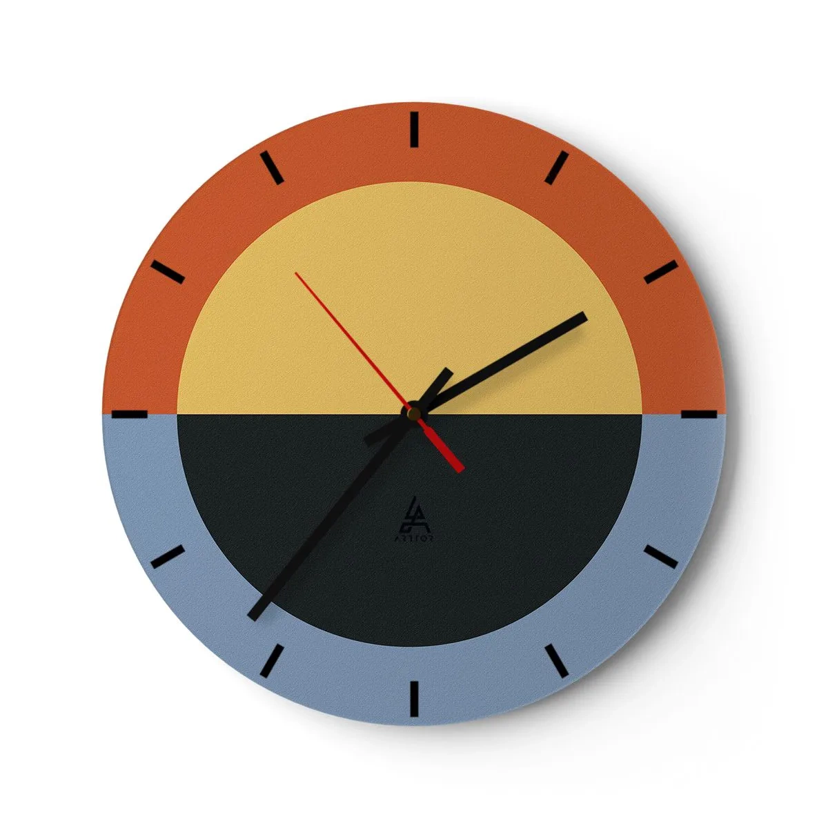 Orologio da parete - Orologio in Vetro - Astrazione del colore con contrasto di colore - 30x30cm - Composizione di caldo e freddo - Decorazione murale moderna per soggiorno, cucina e camera da letto ARTTOR