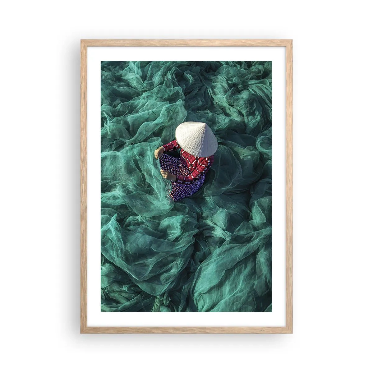 Poster in cornice rovere chiaro - Nel mare di reti - 50x70 cm