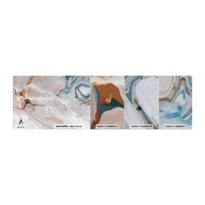 Campione di Fotomurale Premium Canvas - Meandri blu sotto il bianco - Astrazione, Pezzo, Modello moderno - 100x30 cm