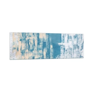 Quadro su vetro - Composizione astratta nei toni del blu e del bianco - 160x50cm - Attraverso il ghiaccio - Decorazione murale moderna per soggiorno e camera da letto ARTTOR